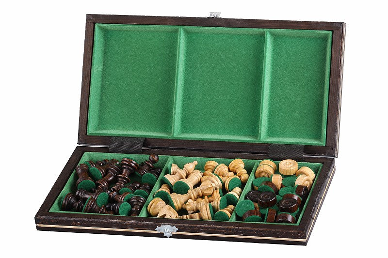 Cherry Wood Travel Chess & Checkers Set – Compact 2-in-1 Game