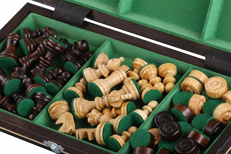 Cherry Wood Travel Chess & Checkers Set – Compact 2-in-1 Game