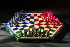 Three Player Tricolour Wooden Chess Set 3.35 in King