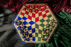 Three Player Tricolour Wooden Chess Set 3.35 in King