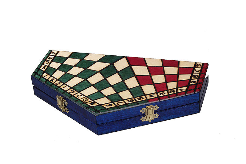 Three Player Tricolour Wooden Chess Set 3.35 in King