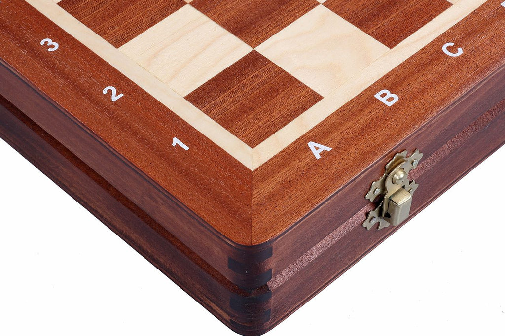 Tournament Chess Set No 3 with Mahogany & Sycamore Inlaid Board