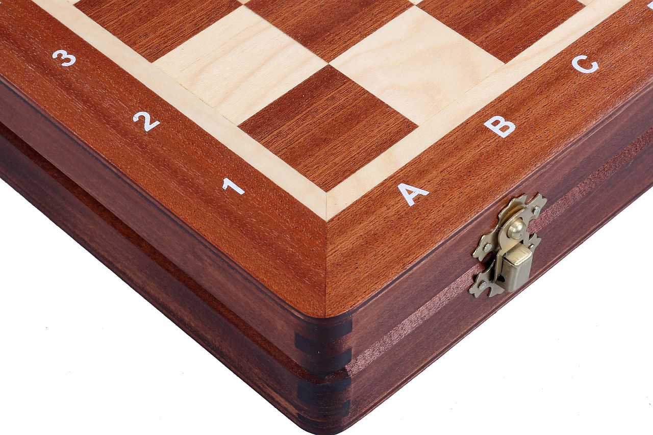 Tournament Chess Set No 3 with Mahogany & Sycamore Inlaid Board