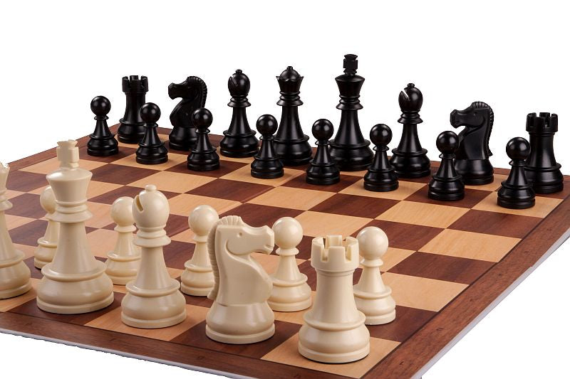DGT Brown Chess Set with DGT 1002 Clock and Weighted Pieces 3.39 in King