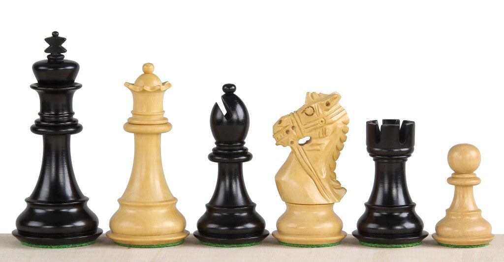 Kings Bridal Ebonised Chess Pieces (3.75") with Double Queens