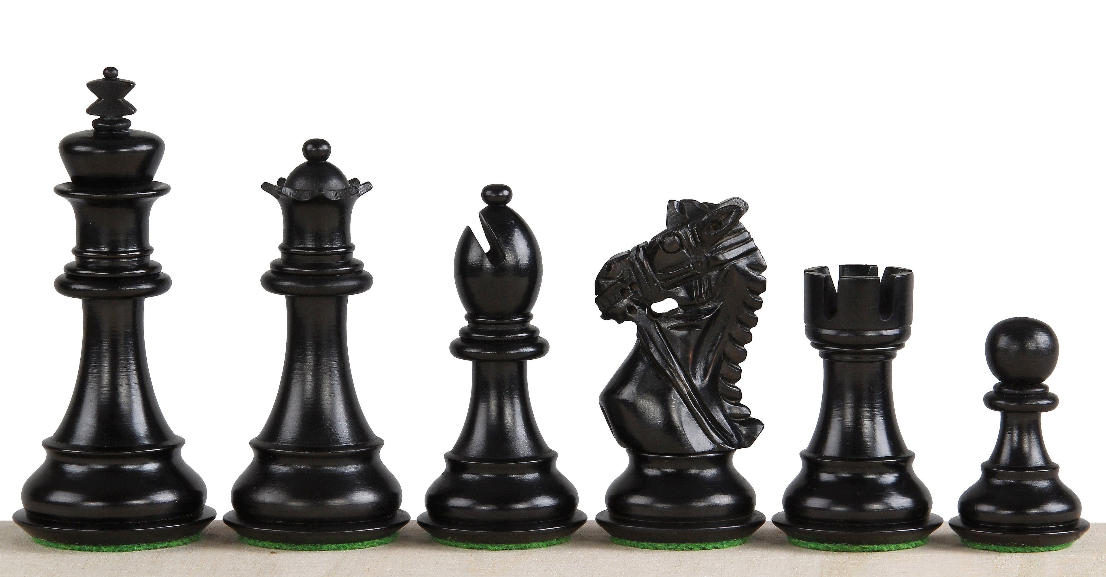 Kings Bridal Ebonised Chess Pieces (3.75") with Double Queens