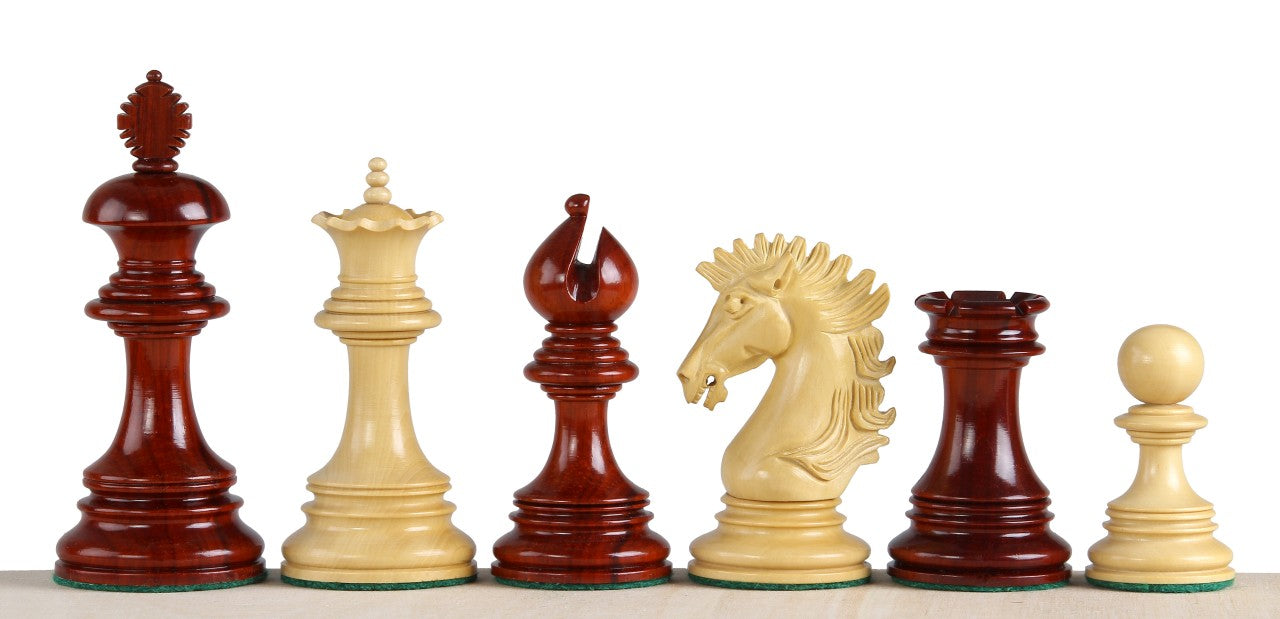 Sunrise Chess Pieces – 3.75" King, Padauk (Redwood) & Boxwood