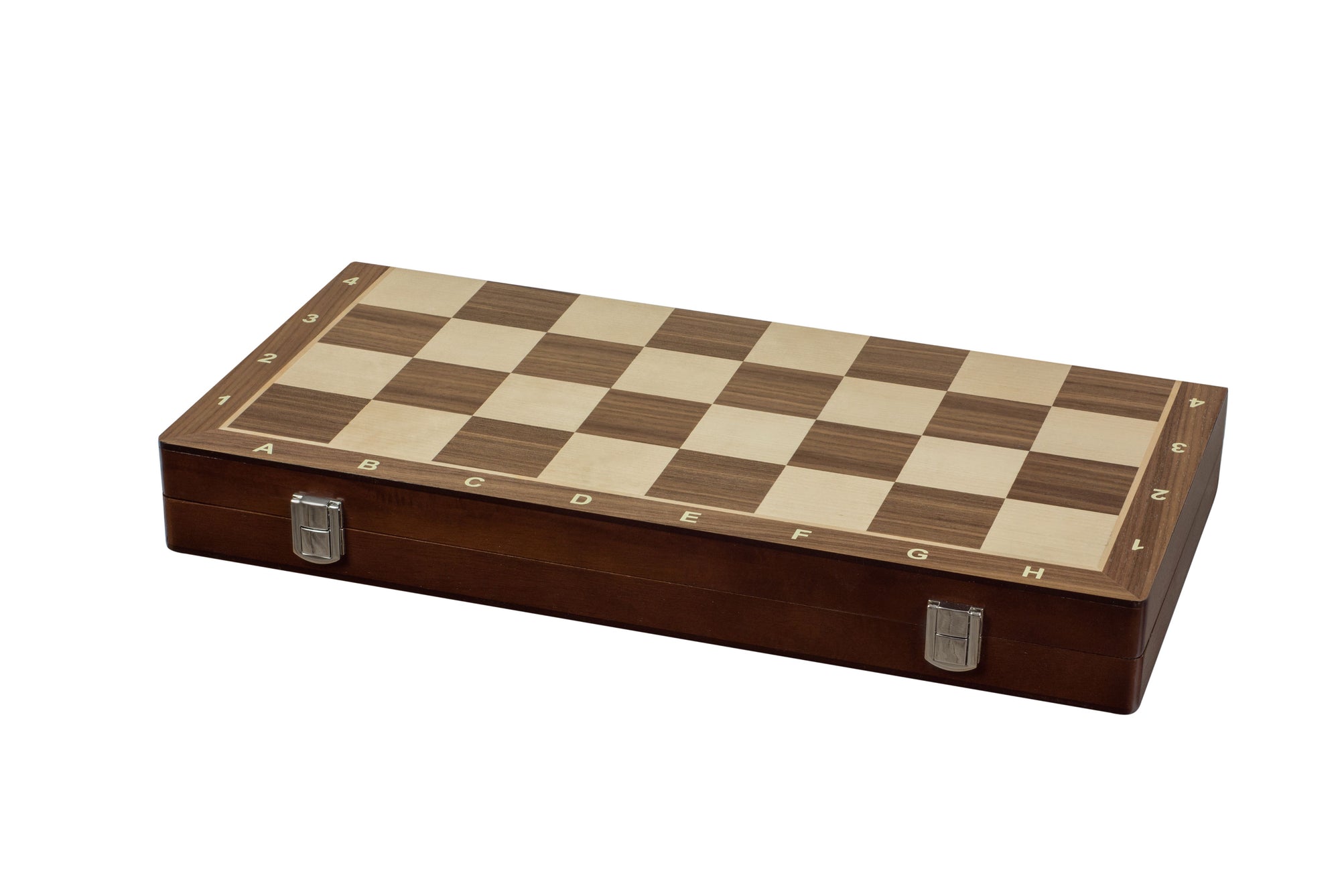 Walnut & Maple Inlaid Chess Box with Notation – 2.0 in Squares (50 mm)
