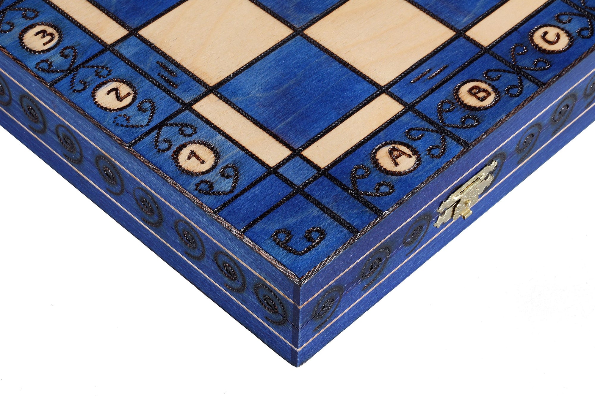 Ambassador Blue Wooden Chess Set with Burnt Inlay – Size No. 5