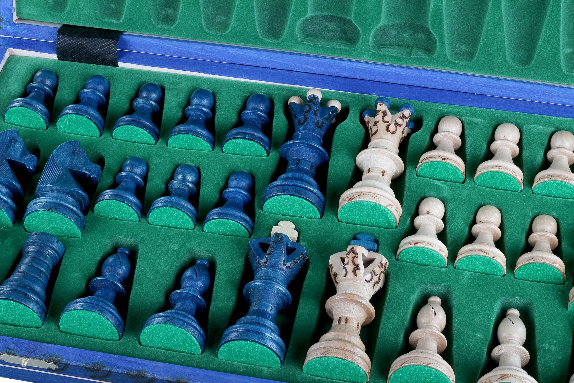 Ambassador Blue Wooden Chess Set with Burnt Inlay – Size No. 5