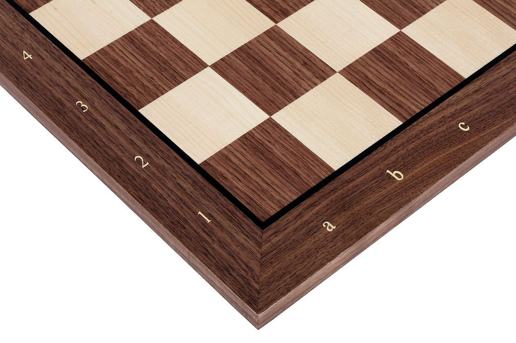 Walnut & Maple Tournament Chess Board with Notation – 21.25″