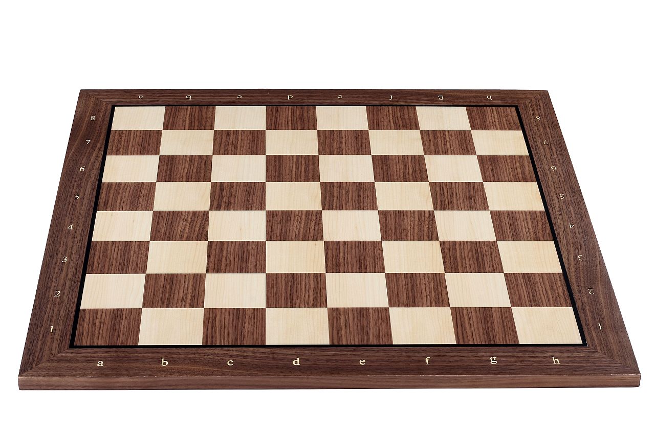 Walnut & Maple Chess Board 18.9″ – With Notation