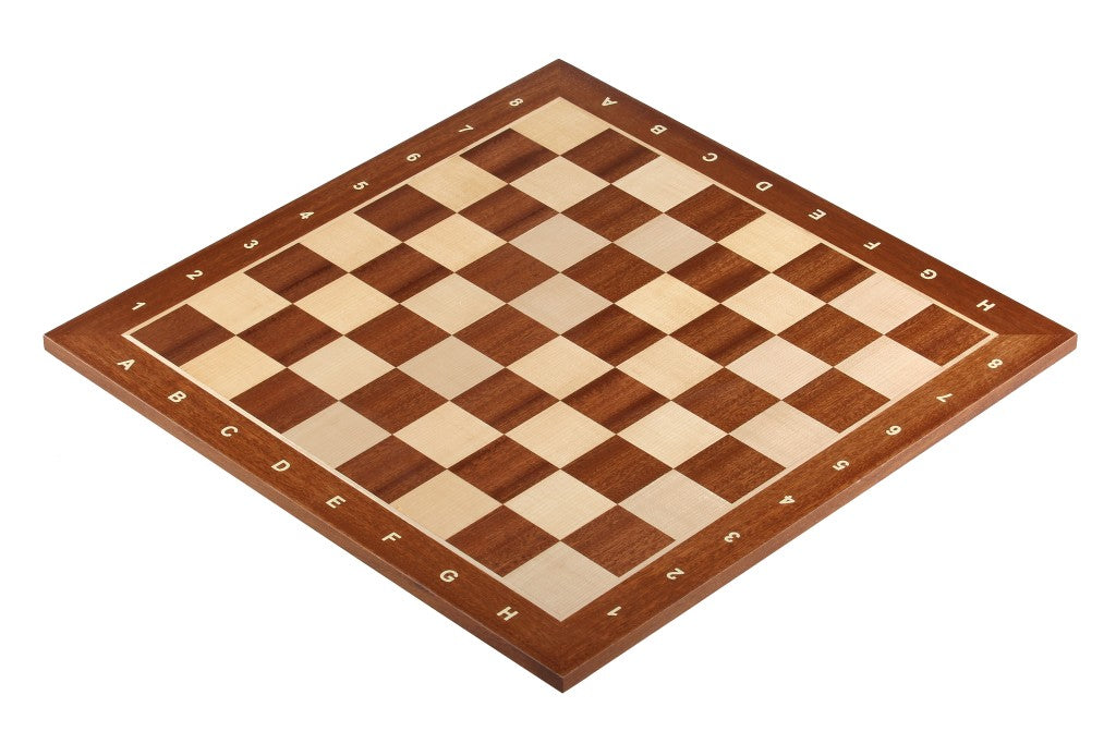 Mahogany & Sycamore Chess Board 20.5″ – With Notation