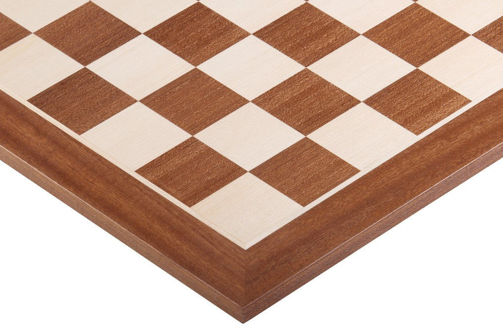 Mahogany & Sycamore Chess Board 21.25″ – Without Notation