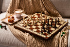 Jowisz Chess Set with Burned Folding Board (3.35 in King / 85 mm)