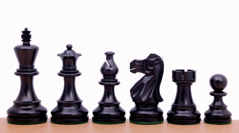 Black Chess Set 3" Ebonised Pieces with 1.77" Squares Maple and Ebony Board