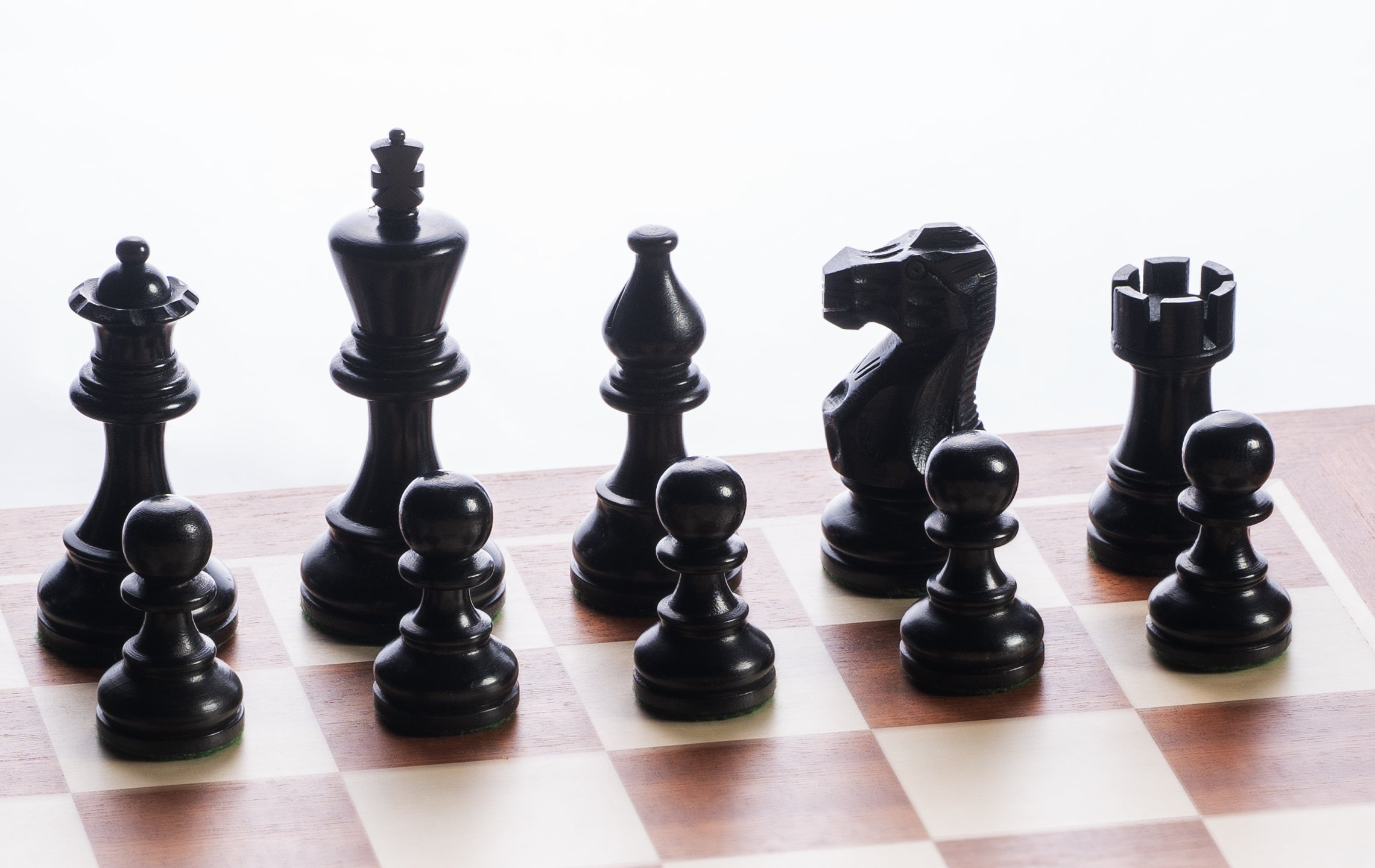 Mahogany and Maple Chess Set 3" Ebonised Pieces with 1.77" Squares Sapele Board