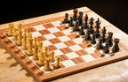 Mahogany and Maple Chess Set with Notation 3" Ebonised Pieces and 1.77" Squares