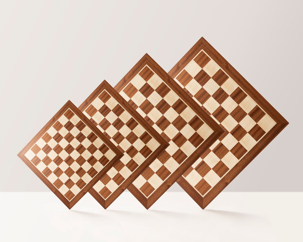 Mahogany & Sycamore Chess Board 21.25″ – Without Notation