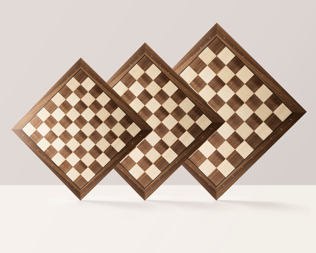 Walnut & Maple Chess Board 18.9″ – With Notation