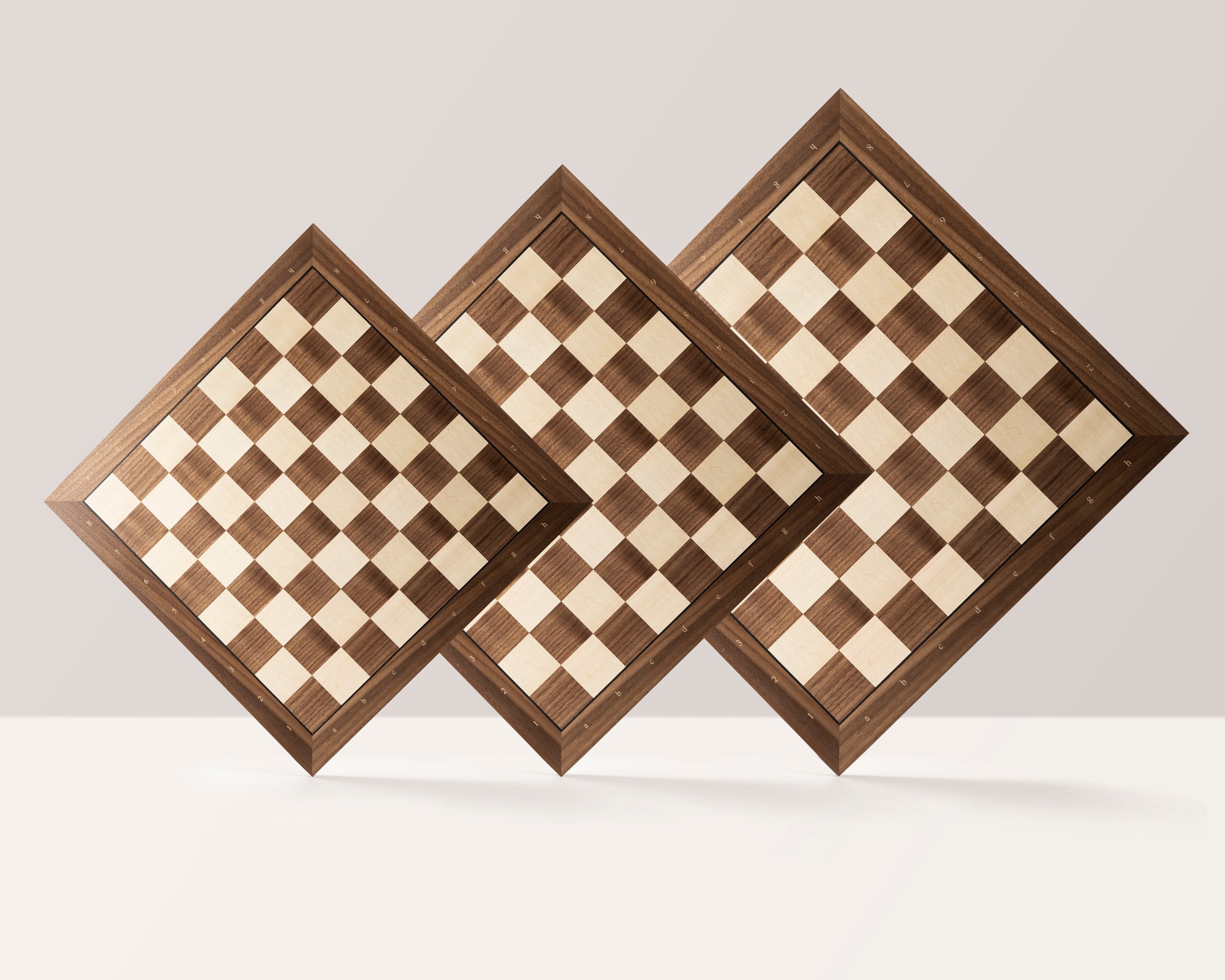 Walnut & Maple Tournament Chess Board with Notation – 21.25″
