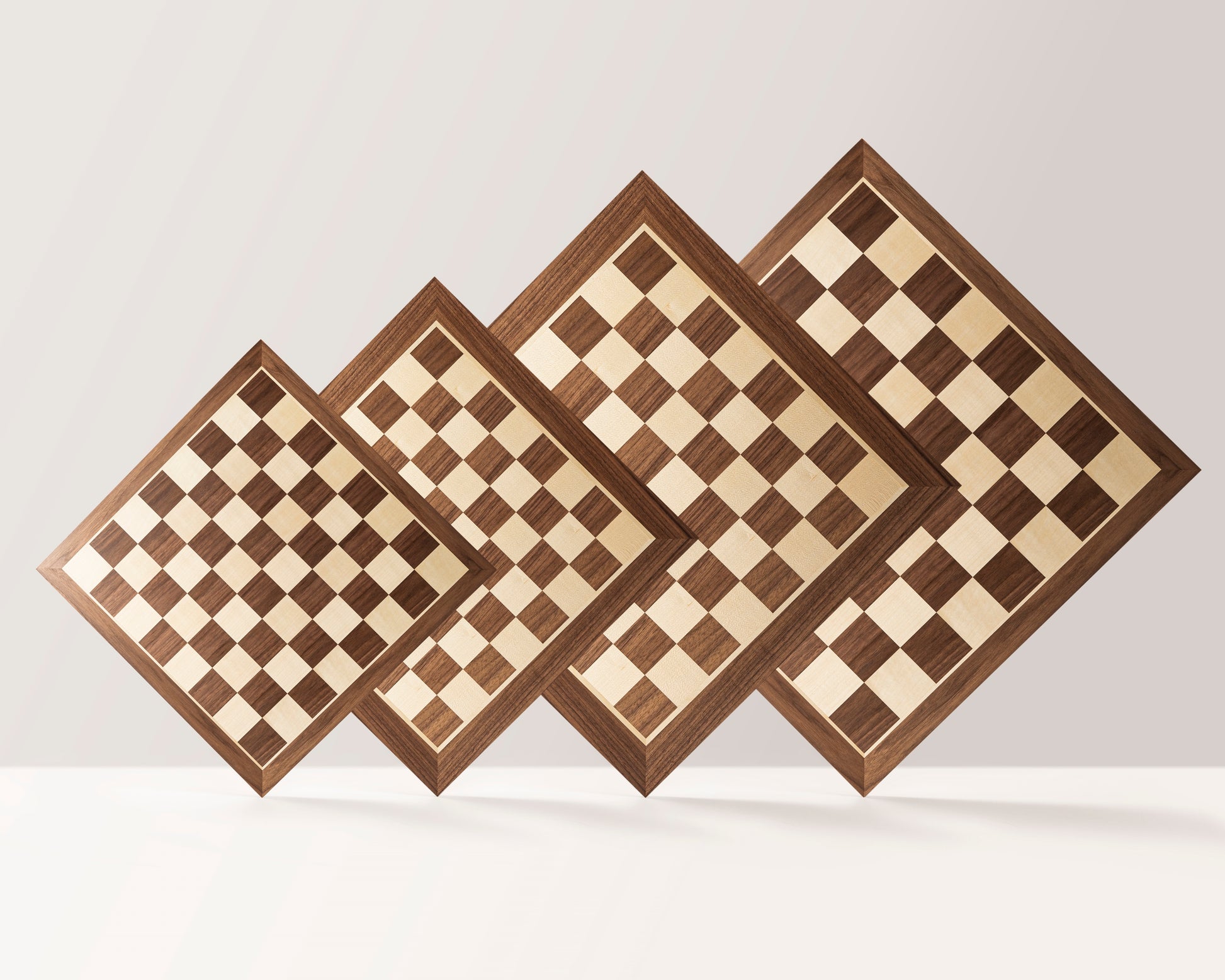Walnut & Sycamore Marquetry Tournament Chess Board – 15.7"