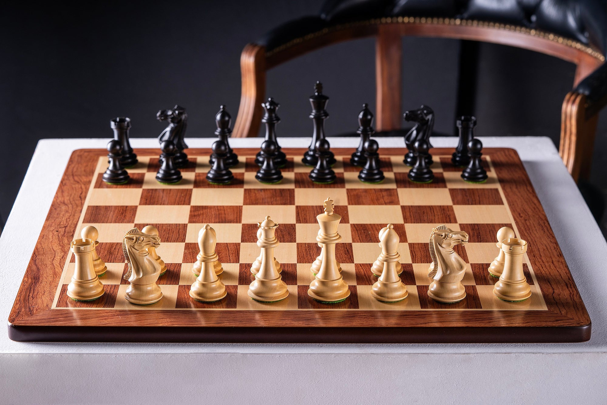 Padauk & Maple Chess Board 21.6″ – Without Notation, Rounded Corners