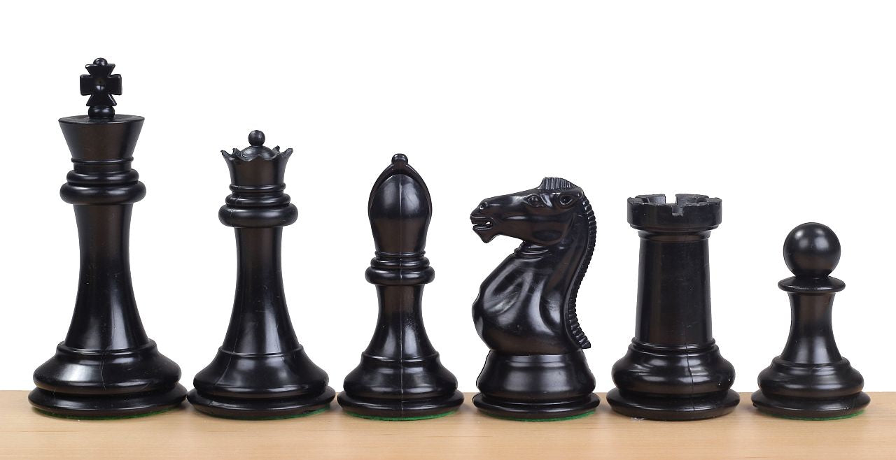 Plastic Chess Pieces 4" King Weighted with Extra Queens Black and White