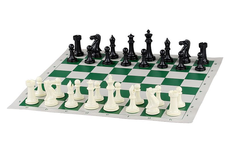 Plastic Chess Pieces 3.86" King Weighted with Extra Queens Black and White