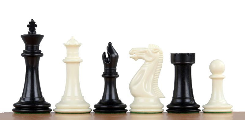 Plastic Chess Pieces 3.86" King Weighted with Extra Queens Black and White