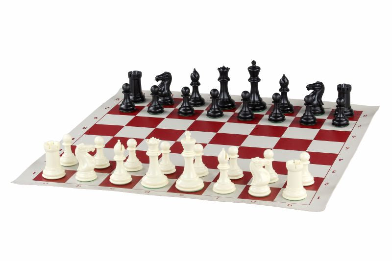 Plastic Chess Pieces 3.75" King Weighted with Extra Queens Black and Ivory