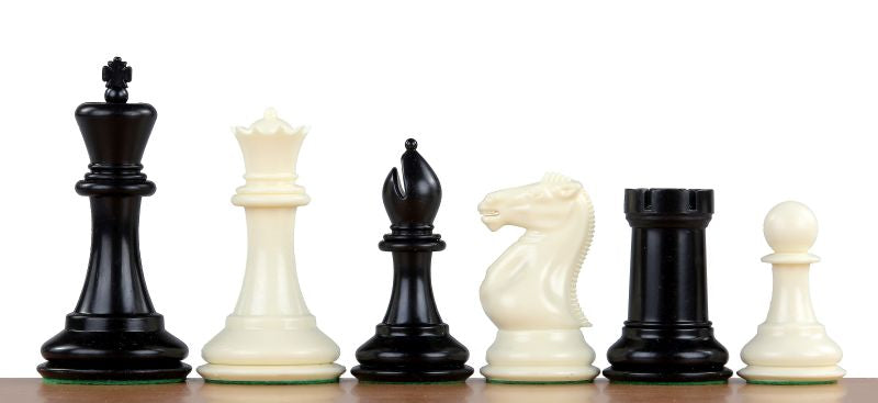 Plastic Chess Pieces 3.75" King Weighted with Extra Queens Black and Ivory