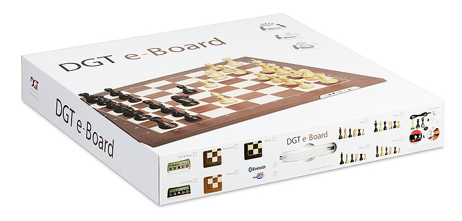 DGT USB e-Board Walnut/Maple – Classic Wooden Electronic Chess Board (No Pieces Included)
