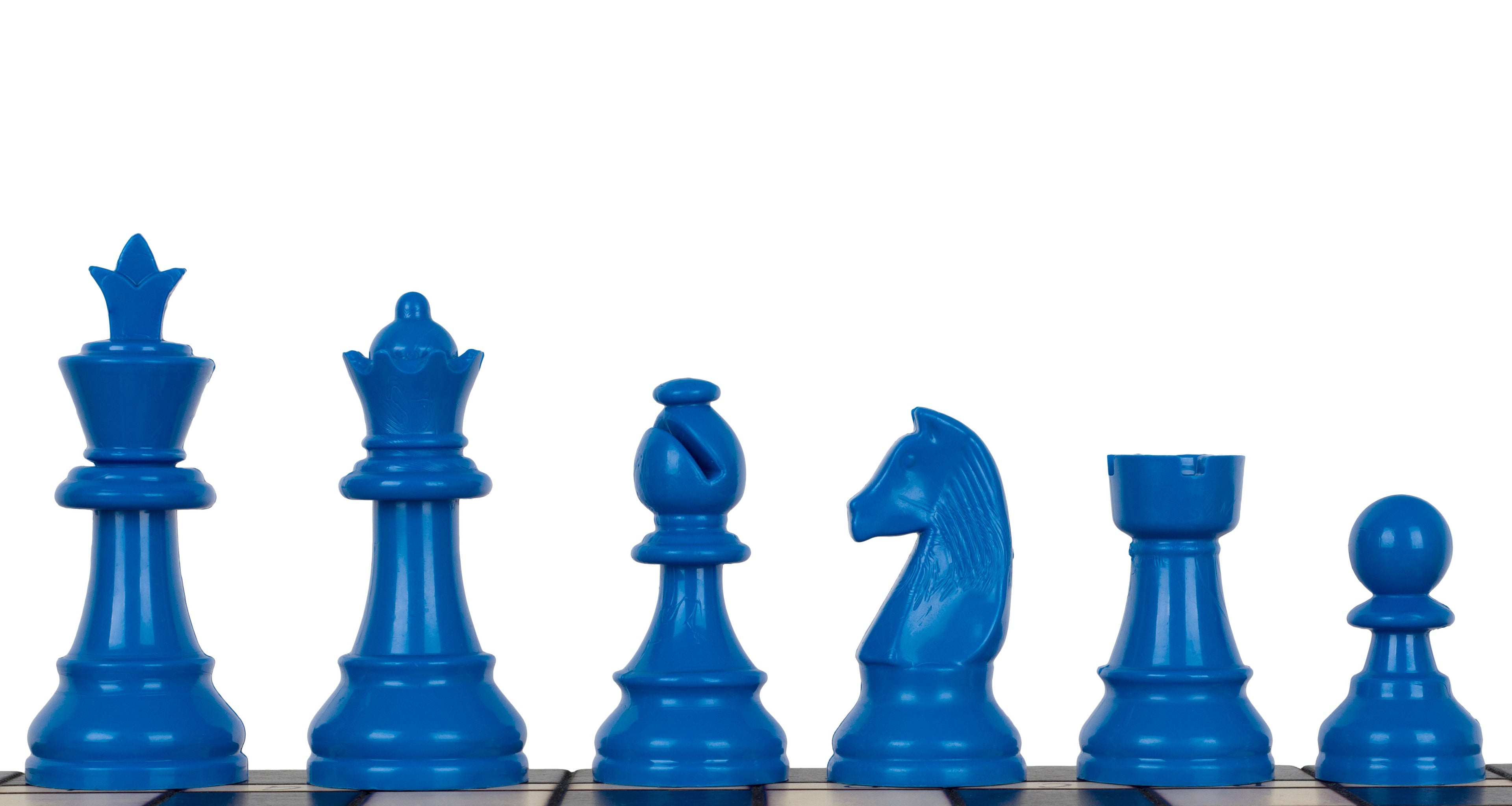 Blue Plastic Chess Pieces 3.75" King for TR03G Board
