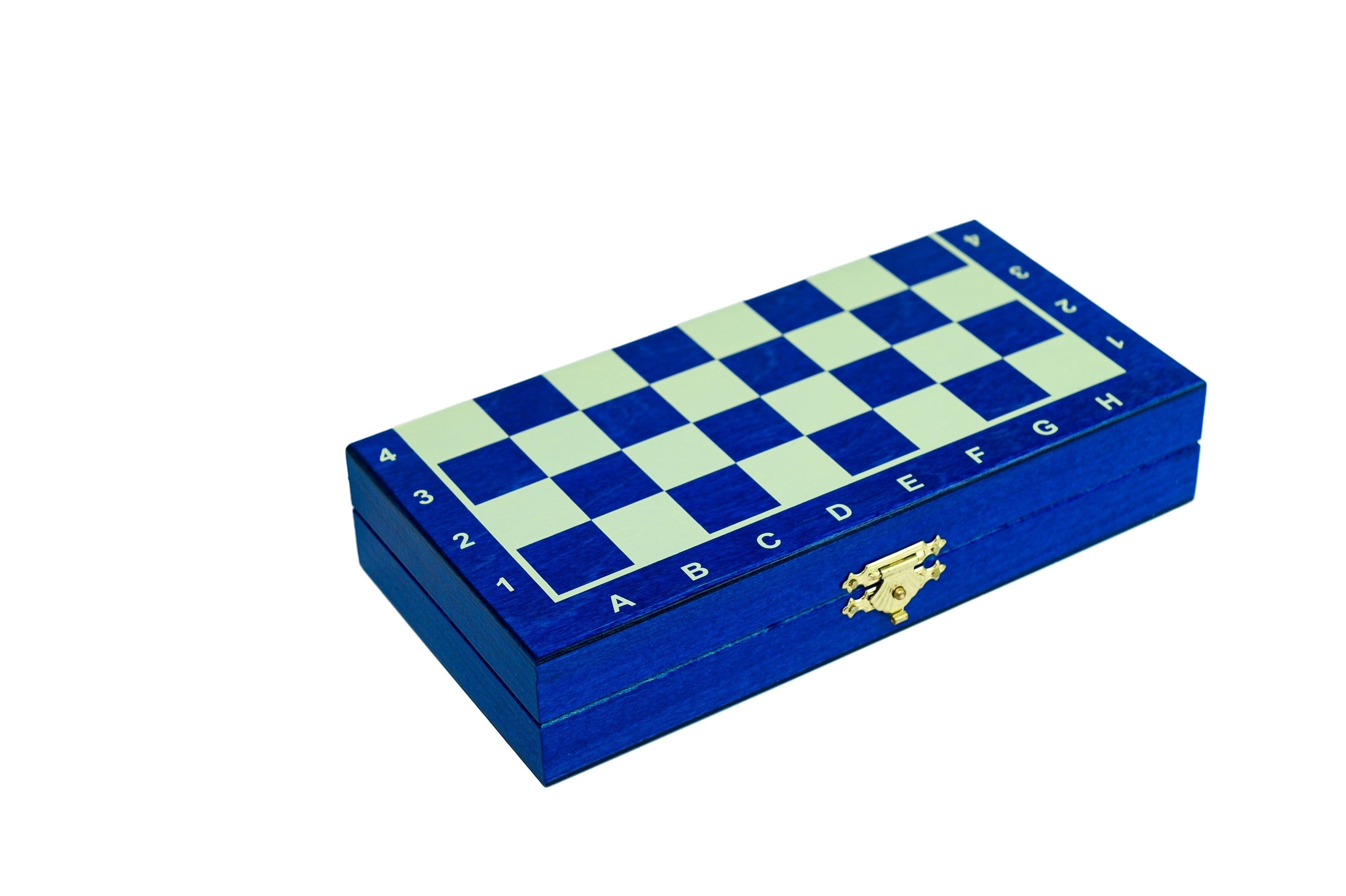 Mini Magnetic Wooden Chess Set Blue (1.18" King)