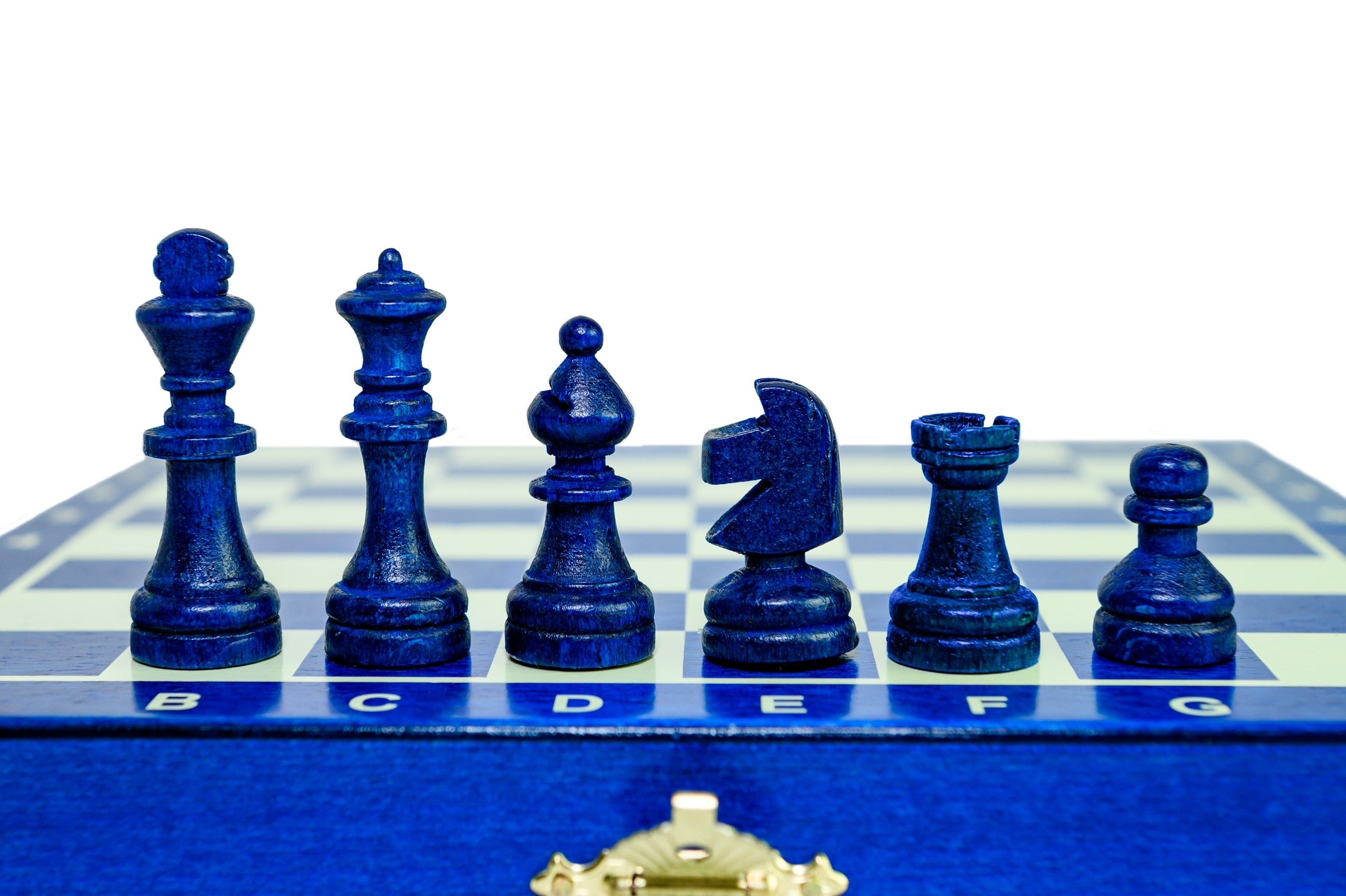 Mini Magnetic Wooden Chess Set Blue (1.18" King)