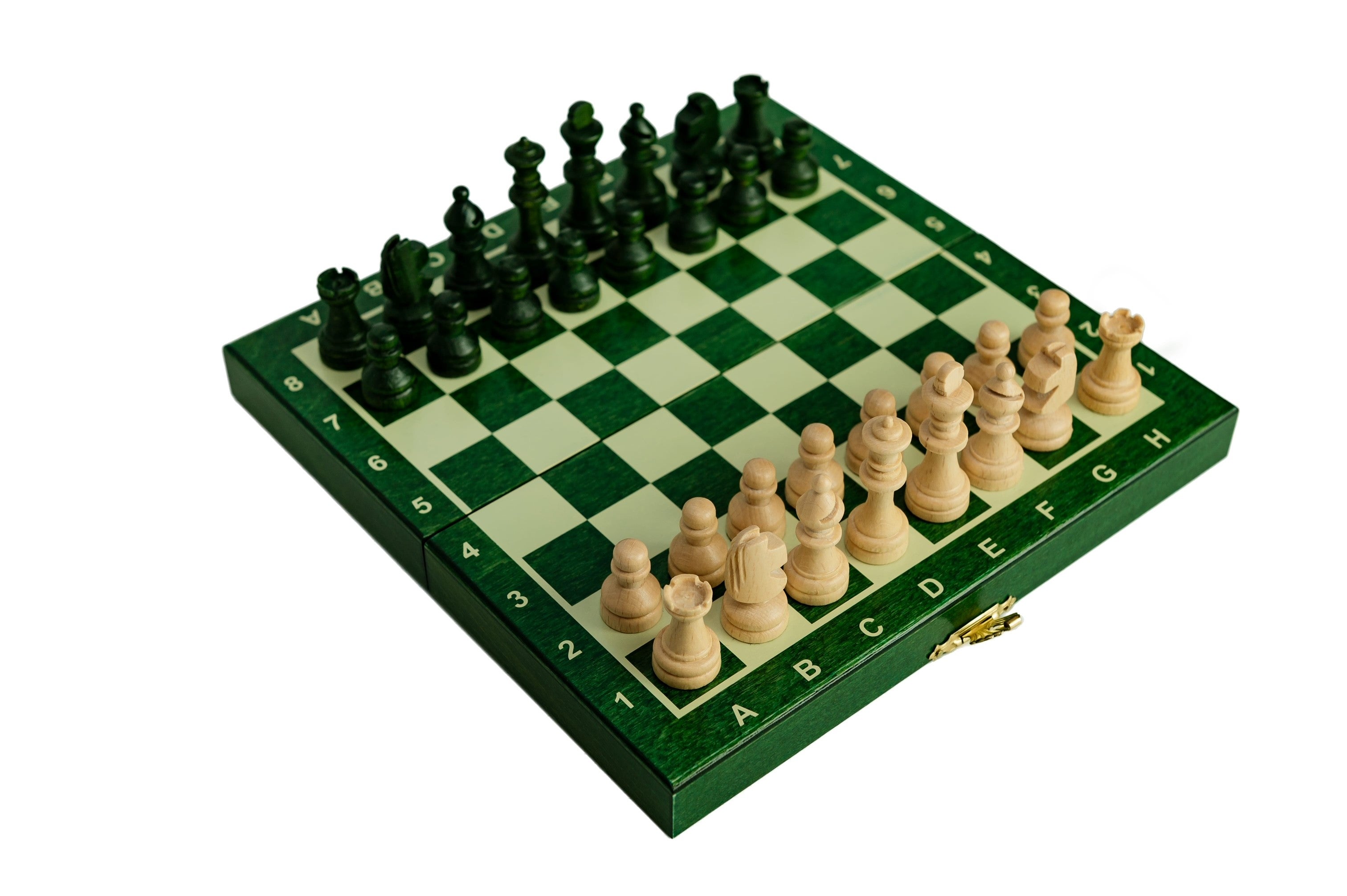 Magnetic Wooden Chess Mini Set – Green (8″ Board)